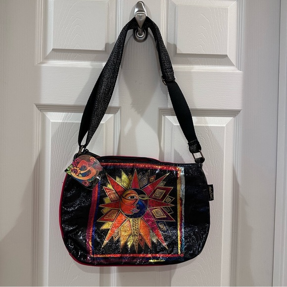Laurel Burch Foil Sun Moon and Star Dance 15x10 E/W Crossbody Tote - Picture 1 of 8